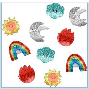 small / mini hair clips / set of 10 / sun, moon, cloud, rainbow, and hot / NEW